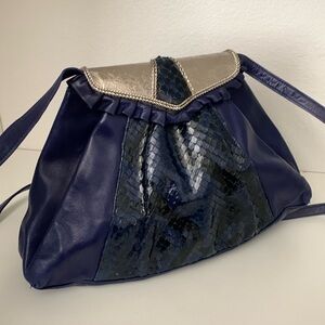 Franco Bellini Elegant Blue and Silver Plated Women's Shoulder Bag